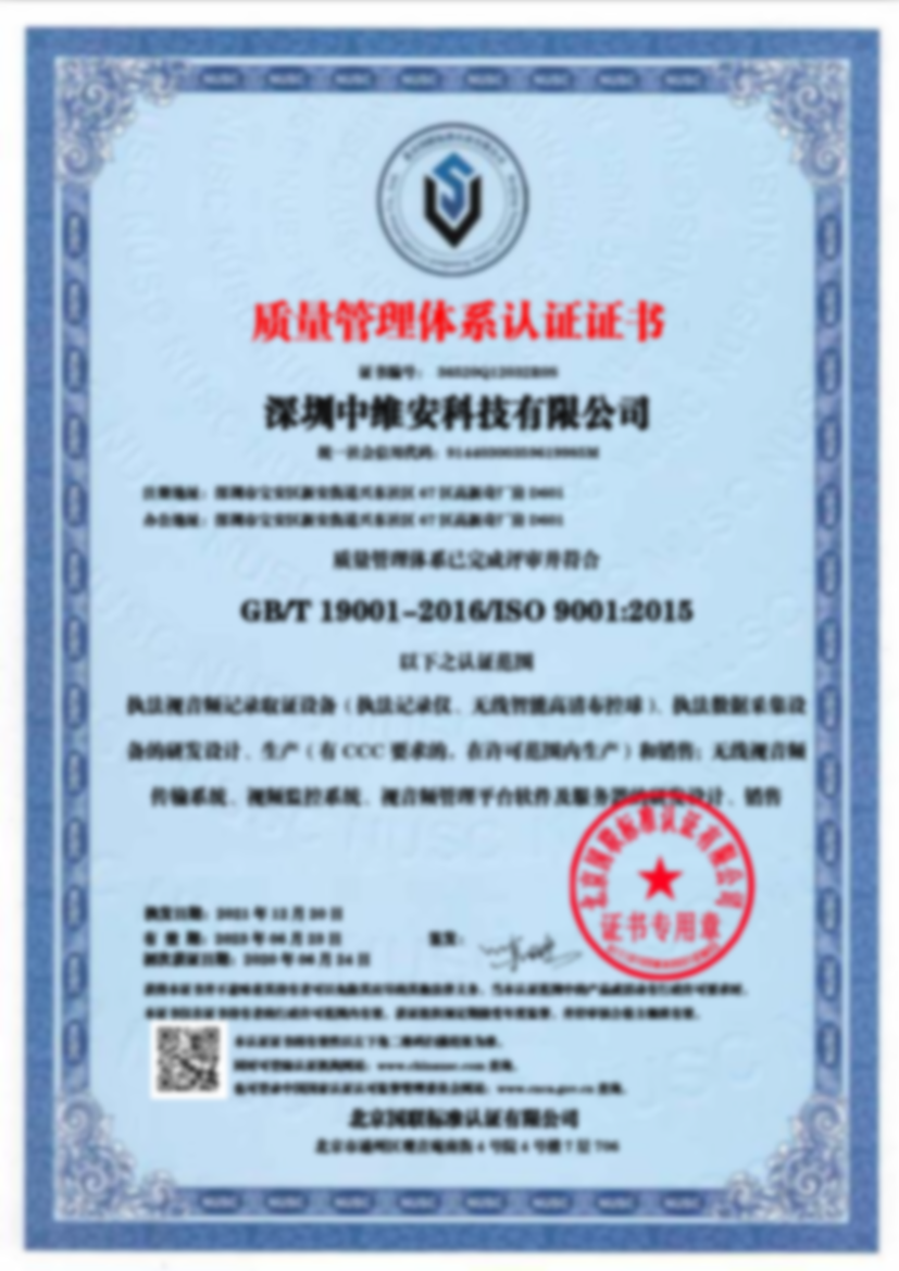 ISO 9001 Quality management system certification